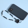 thumbnail image 3 of Elegant black bow beaded mobile phone charm -Stylish and lovely wrist strap, cute accessories - Perfect for iPhone, 3 of 4