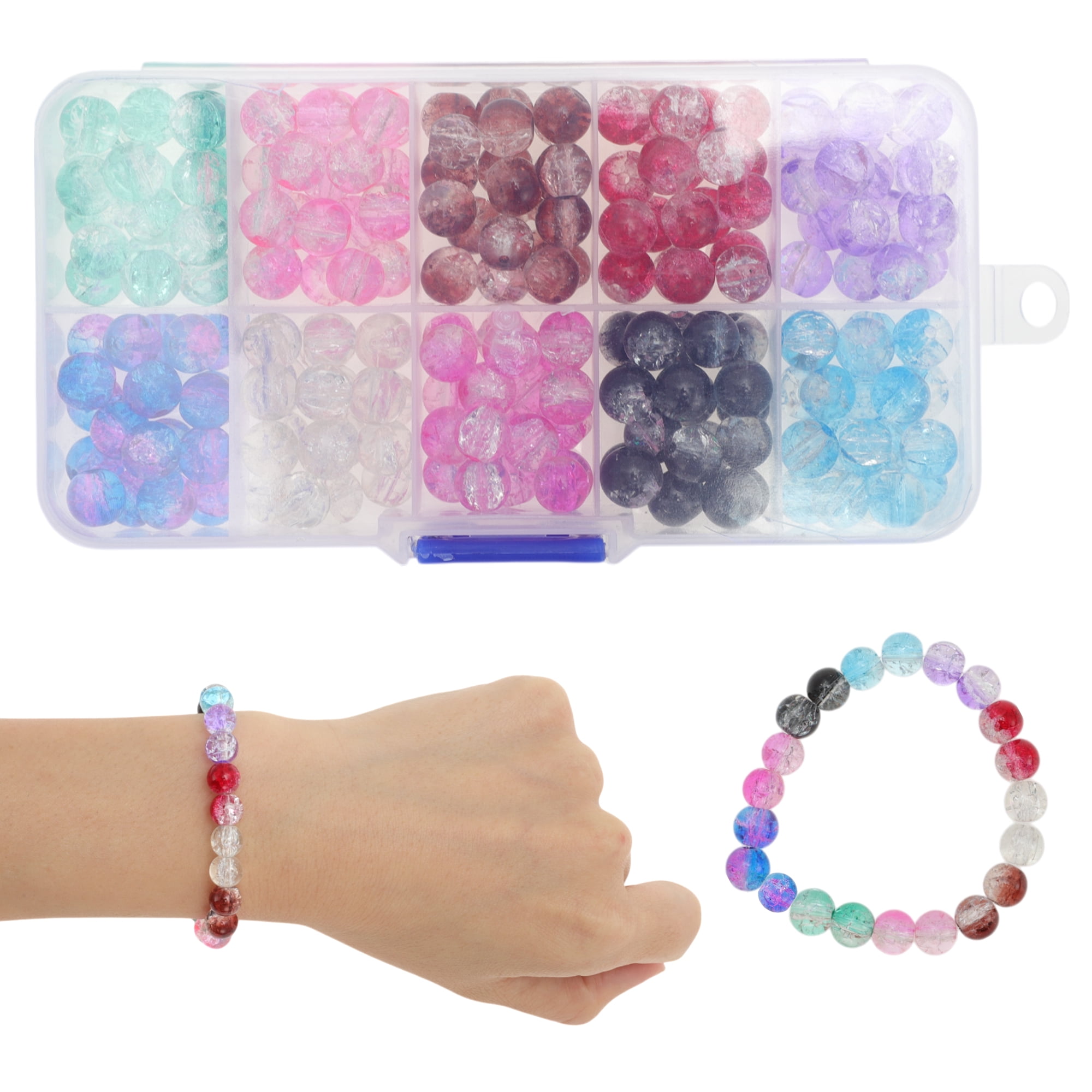 Unique Bargains 200 Pcs 8mm Round Glass Beads for Jewelry Making Assorted Colors