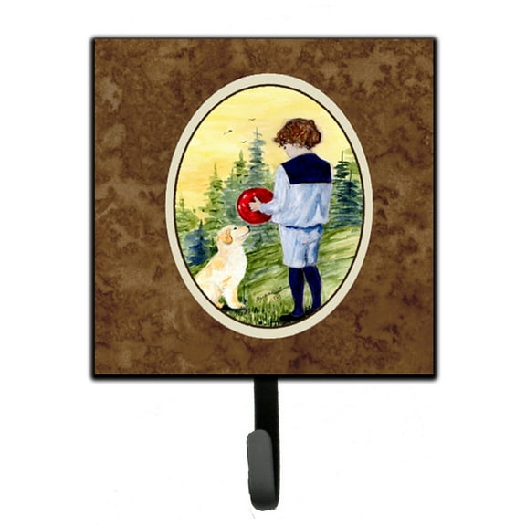 Carolines Treasures SS8530SH4 Little Boy with His Golden Retriever Leash Holder or Key Hook, Small, Multicolor
