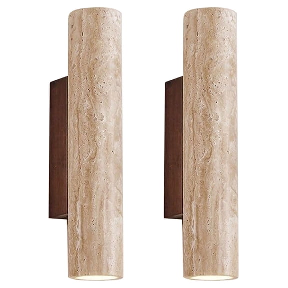 2X LED Wall Light Modern Simple Natural Yellow Travertine Wall Light with Up and Down Light,2 x wall lamp