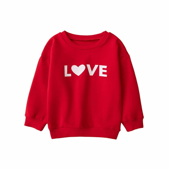 Sudadera Para Niños Pequeños Bebés Y Niñas Niños Día De San Valentín Estampado De Manga Larga Top Jersey Suéter Rojo Odeerbi LM103-7181