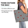 thumbnail image 2 of Fotbe Ladybugs on Black and White Striped Bolsa Tote Estética de Lona con Estampado para Mujer - Bolsa Reutilizable de Hombro Casual para Vacaciones, Compras, Trabajo y Gimnasio, 2 of 8
