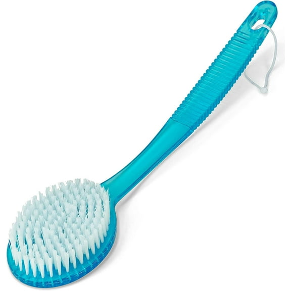 Bath Brush with Bristles, Gentle Bath Brush Shower Cleaning Brush, Long Handle for Exfoliating Back, Body, and Feet, Bath and Shower Scrubber, Blue