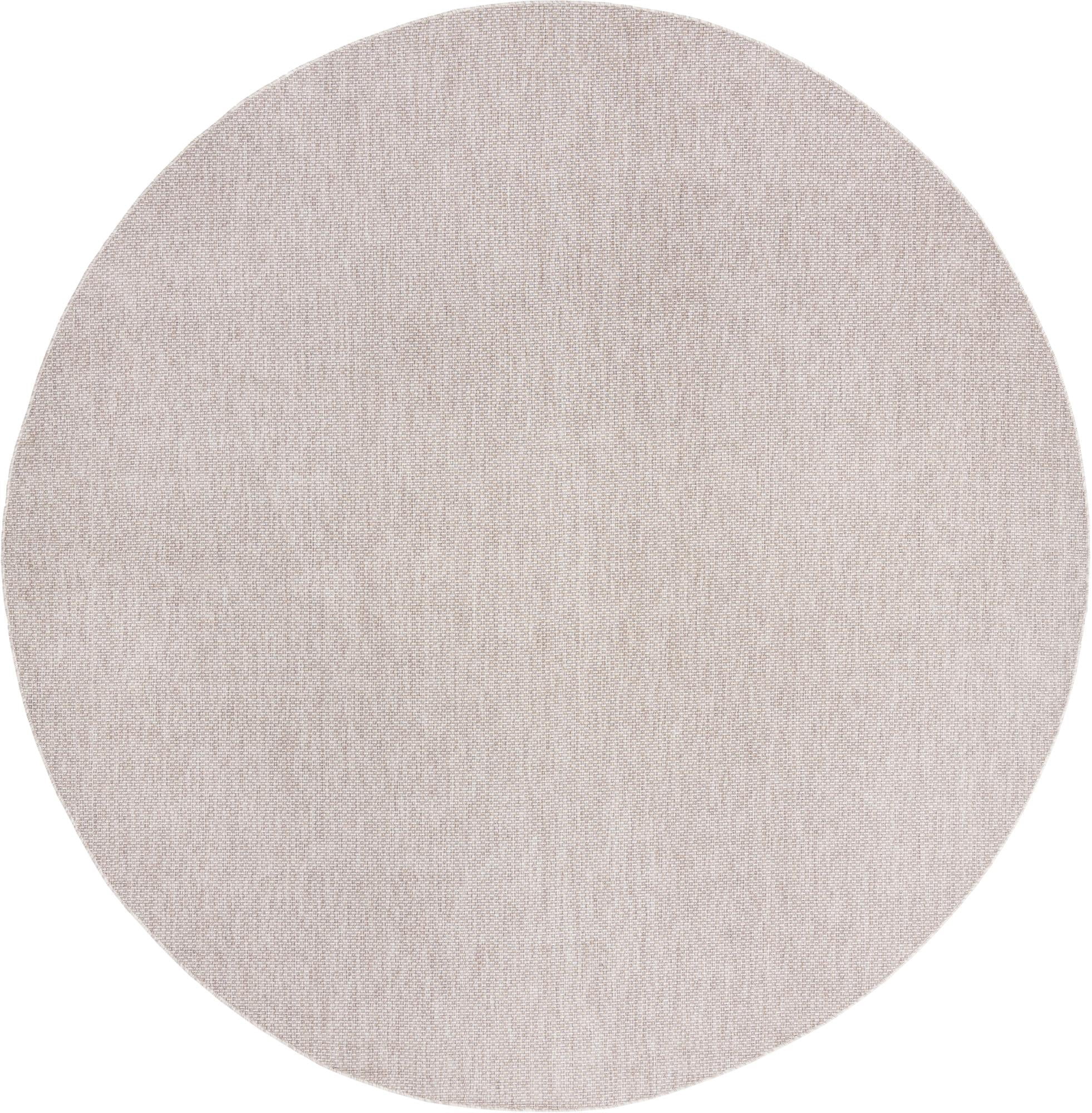 Rugs.com Outdoor Solid Collection Rug – 13 Ft Round Beige Flatweave Rug ...