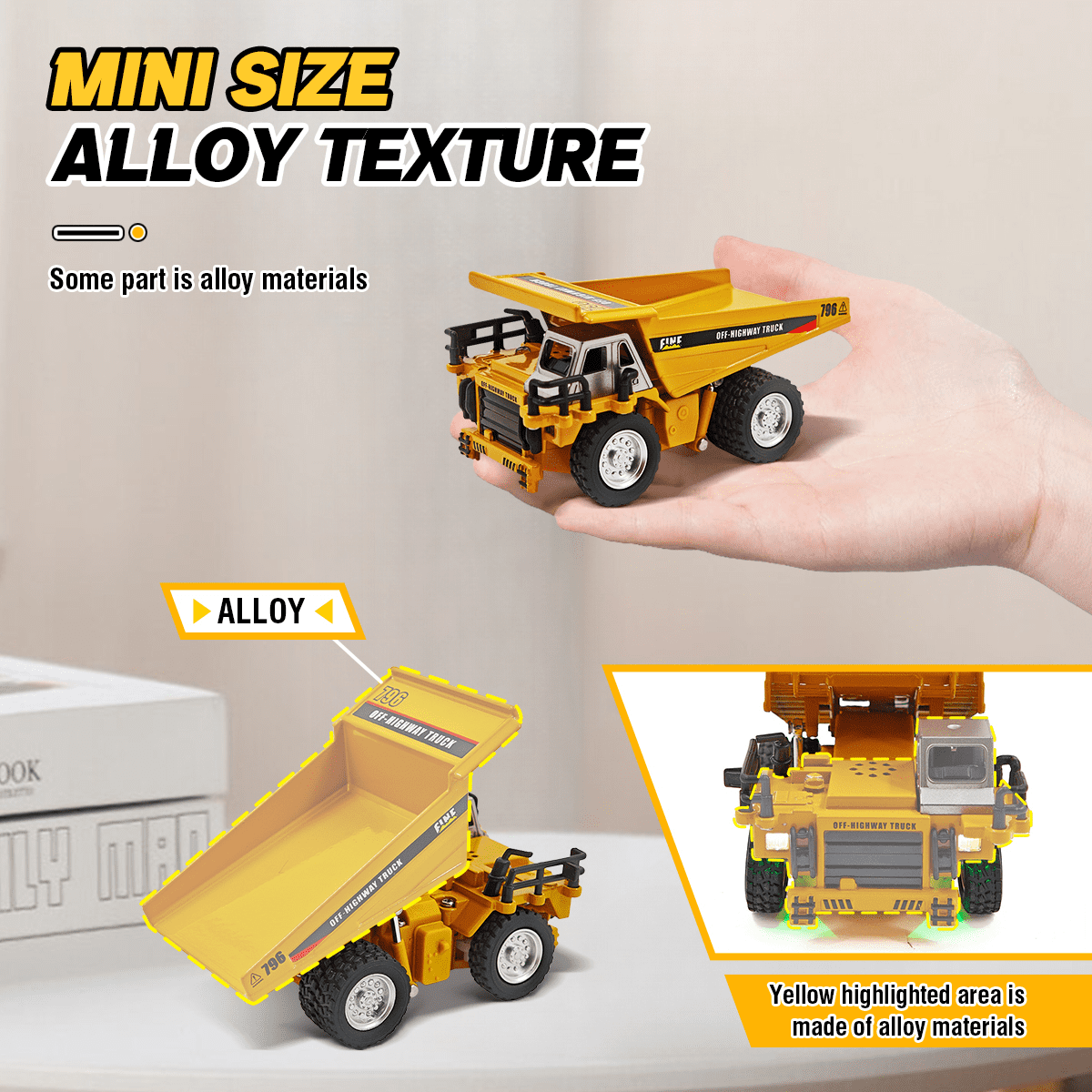 Mini Alloy RC Dump Truck Toys 1:64 Remote Control Car with Adjustment Lights & Sound, APP Control Construction Truck for Kids Adults Gifts