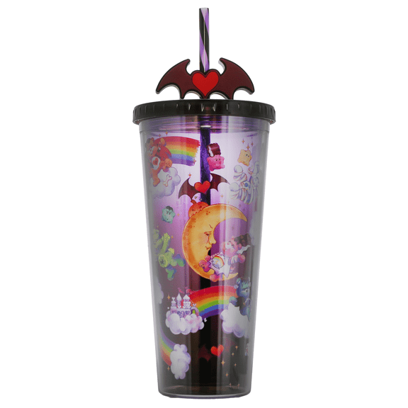 Care Bears Universal Monsters Cold Cup with Lid and Topper Straw, 24 fl oz, Plastic
