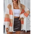 thumbnail image 3 of SWSMCLT Women's Long Sleeve Cardigan Long Sweater Knit Thick Winter Open Front Top Oversized Soft Warm Spring Orange X-Large, 3 of 5