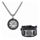 thumbnail image 1 of Collar Con Brújula De Runas Acero Inoxidab Malubero, Plata Negro, 1 of 5