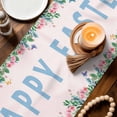 thumbnail image 2 of Happy Easter Cotton Linen Table Runner for Dining Kitchen, Cute Rabbits Eggs Flowers Butterflies Leaves Pink Wedding Outdoor Party Tablerunners, Dresser Scarf Coffee Tablecloth Runners 13x48 Inches, 2 of 9