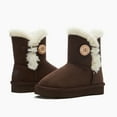 thumbnail image 2 of Weestep Wood Button Warm Shearling Winter Lightweight Snow Boots(10 Toddler, Coffee), 2 of 7