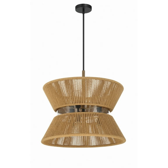 58596-FBWAL Craftmade Lighting Serena - 6 Light Pendant-21.5 Inches Tall and 24.13 Inches Wide-Flat Black/Walnut Finish