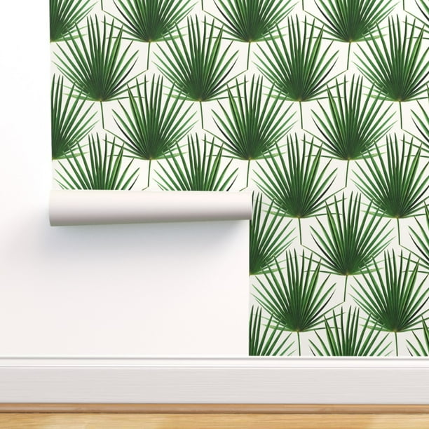 Commercial Grade Wallpaper 27ft x 2ft - Simple Palm Leaf Geometry Green Cream Large Print Leaves Nature Garden Tropical Hexagon Traditional Wallpaper by Spoonflower Commercial Grade Wallpaper 27ft x 2ft - Simple Palm Leaf Geometry Green Cream Large Print Leaves Nature Garden Tropical Hexagon Traditional Wallpaper by Spoonflower