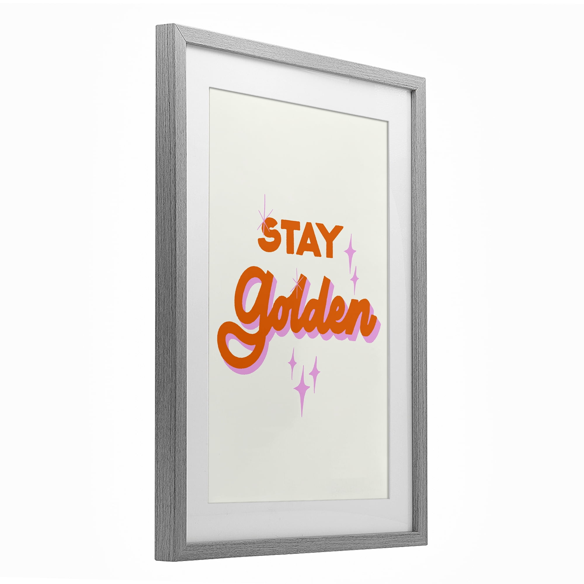 Stupell Industries Stay Golden Retro Letters Gray Framed Print Under Glass, design by Indira Prieto | IndySign