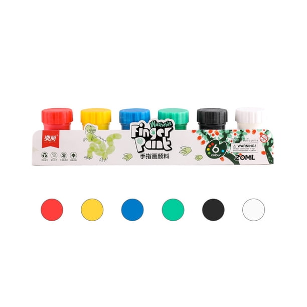 Juego de pintura para dedos lavable para niños de 6 colores vibrantes de 20 ml