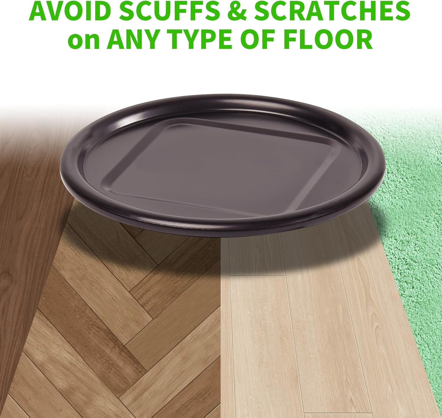 4" Round Carpet Bottom Furniture Caster Cups, Reusable Furniture Sliders for Hardwood Floors, Felt Furniture Pads Coasters to Protect Tile or Laminate Floors from Scratches, Brown/Gray (12 Pack)