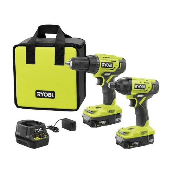 Ryobi 18-Volt ONE+ Lithium-Ion Cordless 2-Tool Combo Kit w/ Drill/Driver, Impact Driver, (2) 1.5 Ah Batteries, Charger and - Walmart.com