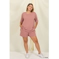 thumbnail image 5 of Zenana Women & Plus Relaxed Fit Drop Shoulder Tee Shirt Top & Drawstring Waist Short Lounge Set, 5 of 5