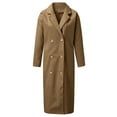 thumbnail image 2 of Gomelly Ladies Coat Plain Outwear Warm Jacket Women Loose Party Overcoat Long Sleeve Trench Coats Brown XL, 2 of 6