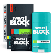 SweatBlock Excessive Sweat and Odor Bundle [Max Strength Antiperspirant Sweat Wipes and Everyday Antiperspirant Deodorant] Odor Protection and Hyperhidrosis Treatment (Bundle Deal)