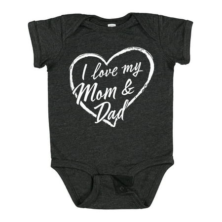 

Inktastic I Love My Mom and Dad in White Chalk Heart Boys or Girls Baby Bodysuit