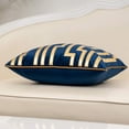 thumbnail image 3 of Cojines geométricos de cuero dorado a rayas, fundas de almohada europeas de lujo, cojines decorativos para sofá, sala de estar, dormitorio, coche, azul marino, 3 of 7