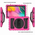 thumbnail image 5 of Dteck For Tab A7 10.4 Case 2020 T500 T505 Heavy Duty Rugged 3 Layer Full Body Shockproof Protective Covers with 360 Rotate Stand /Hand Strap/ Should Belt /Pencil Holder, Rose+Black, 5 of 6