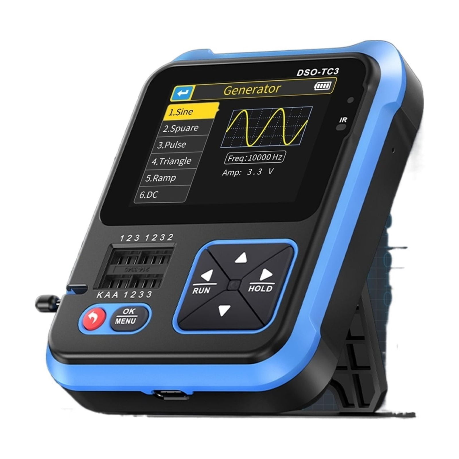 TC3 Digital Oscilloscope 3 in 1 Function Signal Generator Transistor Tester Voltage Test 500KHz 10MS/s ,Professional Designed