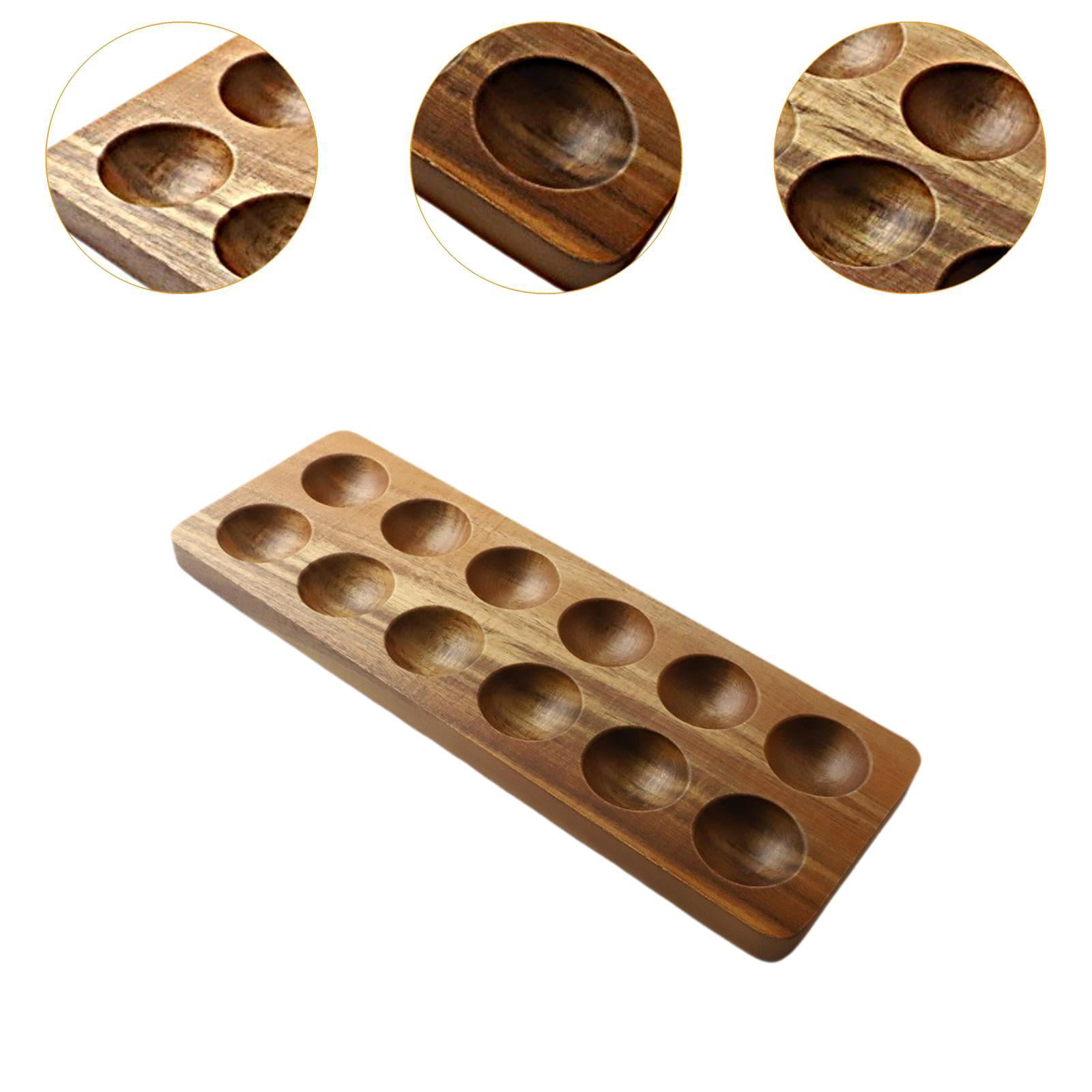 Egg Holder Wooden Tray Organizer with Sturdy Wood Construction for Kitchen Countertop and Refrigerator Use