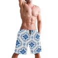 thumbnail image 5 of Dailycode Men's Quick Dry Swim Trunks Beach Shorts Casual Summer Board Shorts with Pockets, Indigo Damask Wallpaper Design, 5 of 8