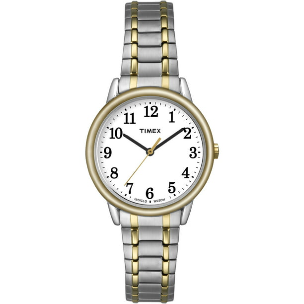Timex Women's Easy Reader Two-Tone/White 30mm Casual Watch, Tapered  Expansion Band