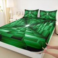 thumbnail image 5 of Castle Fairy Geometric Cube Tunnel Bed Sheets 4-Piece,Minimalist Block Full Size Sheets,Emerald Black,1 Flat Sheet, 1 Fitted Sheet and 2 Pillowcases, 5 of 7