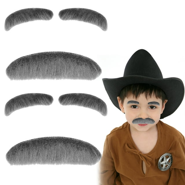 yingyy 2set Complete Grandpa Look Stick-on Mustache And Eyebrows Realistic Appearance Gray Mustache Eyebrow 1Set