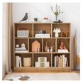 thumbnail image 2 of TYUIOP 10-Cube Bookshelf, 47.5”L Floor Bookcase with 2 Anti-Tipping Kits, Freestanding Storage Organizer, 4-Tier Display Shelf for Home, Office & Dorms, Natural/White (Natural, 10-Cube), 2 of 5