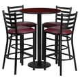 thumbnail image 2 of Emma + Oliver 30RD Mahogany Table Set-RD Base-4 Ladder Back Stools,Burgundy Seat, 2 of 2