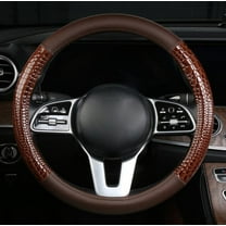 Crocodile Pattern Steering Wheel Cover Leather Four Seasons General Breathable Anti-Slip Odorless Comfortable Grip 15 Inch Universal Fit