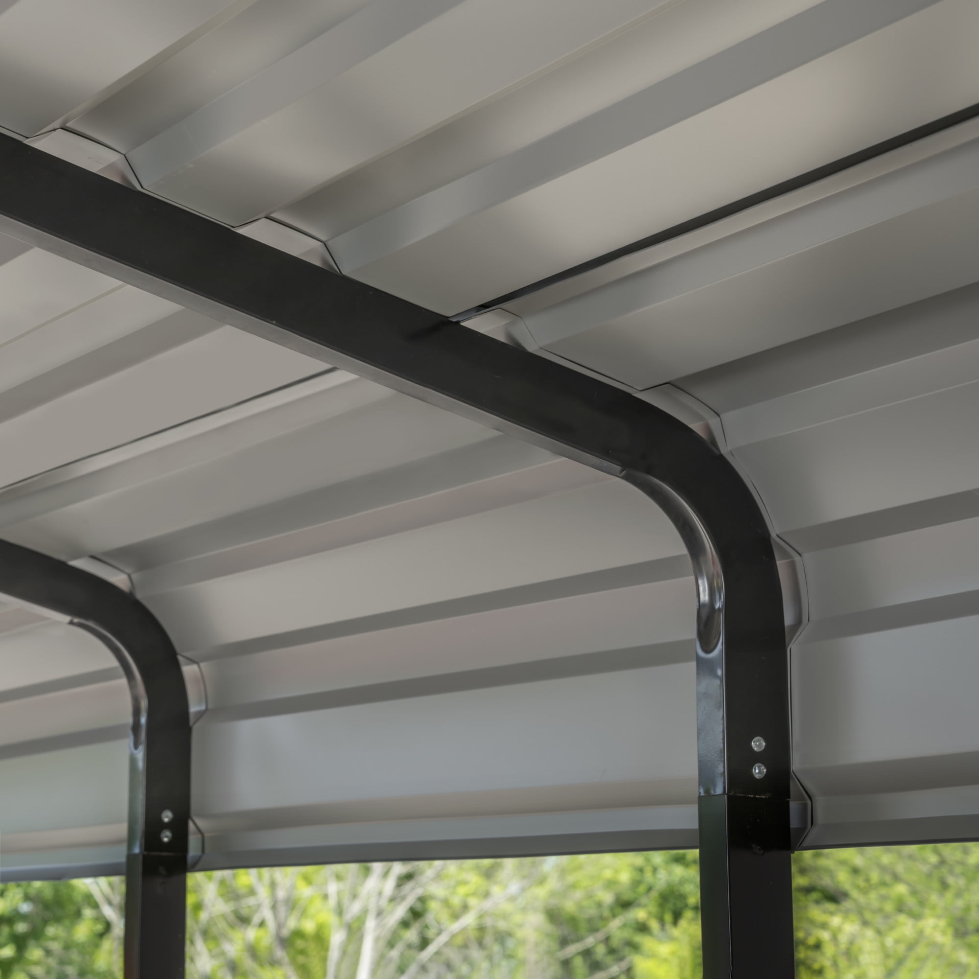 Arrow 12' x 20' x 7' 29-Gauge Carport with Galvanized Steel Roof Panels and Enclosure Kit, Eggshell