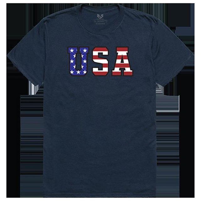 Rapid Dominance RS2-784-NVY-01 Flag Text Relaxed Graphic T-Shirt, Navy - Small