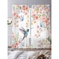 thumbnail image 3 of Spring Bird Sheer Curtains 2 Panels Set Pink Orange Flower Branch Blue Butterfly Country Sheer Window Curtains Light Filtering Rod Pocket Voile Drapes for Bedroom Living Room 52"X108", 3 of 9