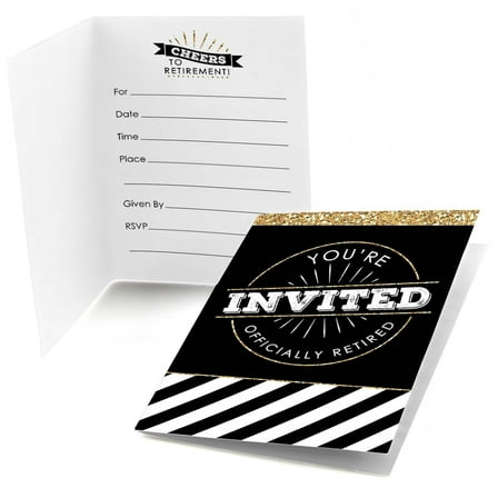 Big Dot of Happiness Happy Retirement - Fill In Retirement Party Invitations (8 count)