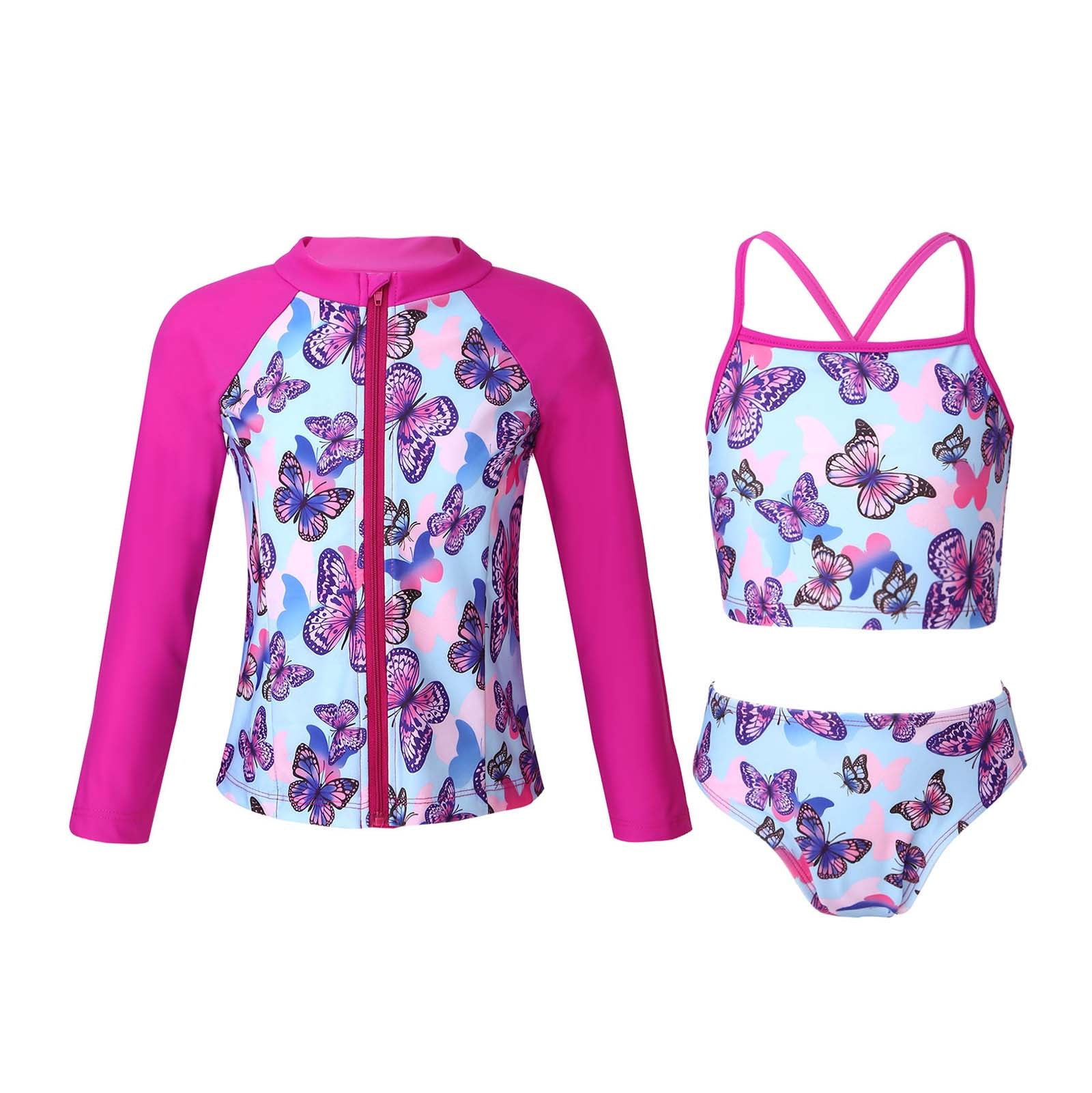 Inhzoy Kids Girls 3pcs Tankini Set Swimwear Sun Protection Rash Guard Inhzoy Kids Girls 3pcs Tankini Set Swimwear Sun Protection Rash Guard