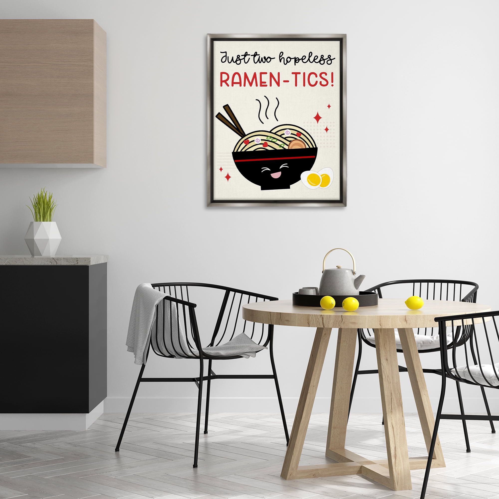 Stupell Industries Two Hopeless Ramen-tics Food & Beverage Painting Gray Floater Framed Canvas Art Print Wall Art, 25 x 31