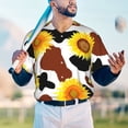 thumbnail image 6 of Balery Cow Print Sunflower Baseball Jersey for Men Casual Button Down Shirts Short Sleeve Active Team Sports Uniform-Small, 6 of 9