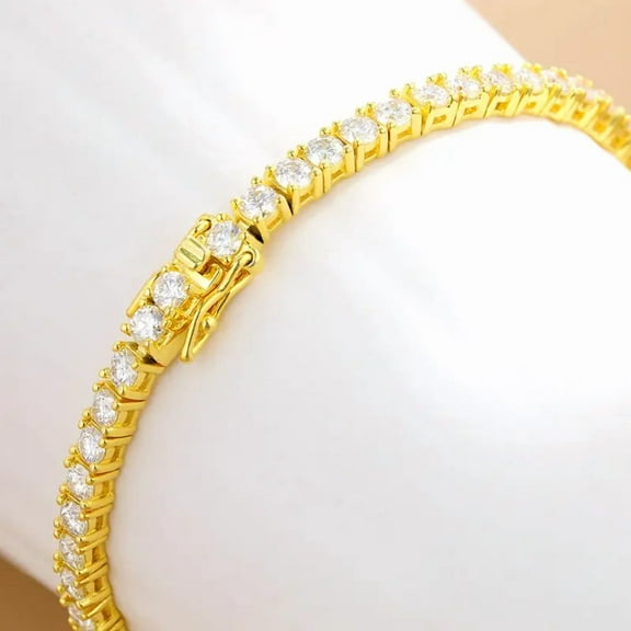 Mangal Jewels 10Ct Round 4mm Diamond Womens Tennis Bracelet 14K Yellow Gold Plated