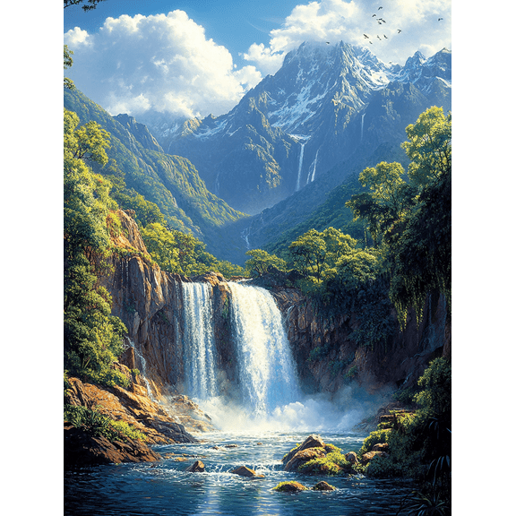 Mountain Waterfall Canvas Wall Art， Perfect for Living Room， Bedroom， Bathroom， Office， and Hotel Decoration