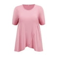 thumbnail image 4 of GRACE & GRANDEUR Women's Plus Size Valentines Day Tops Short Sleeve Round Neck Crossover Asymmetric Tulip Hem Casual Blouses 2X Pink, 4 of 5