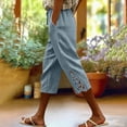 thumbnail image 2 of Kezqiaxn Capris Pants for Women Summer Lace Elastic Waist Loose Cropped Pants with Pockets Womens Capri Pants, 2 of 9