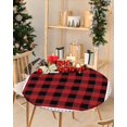 thumbnail image 2 of Fitted Round Tablecloths Table Covers 55-60in,Christmas Classic Red and Black Check Waterproof Elastic Edged Table Cloth for Kitchen Dining Holiday Party Tables Decor,Vintage Linen, 2 of 6