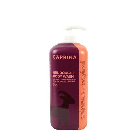 Caprina Gel Douche au Lait de Chèvre Frais, Formule Originale, 625 ml, Nettoyant Hydratant pour Peau Normale, Hydratation Douce au Quotidien, Lot de 2