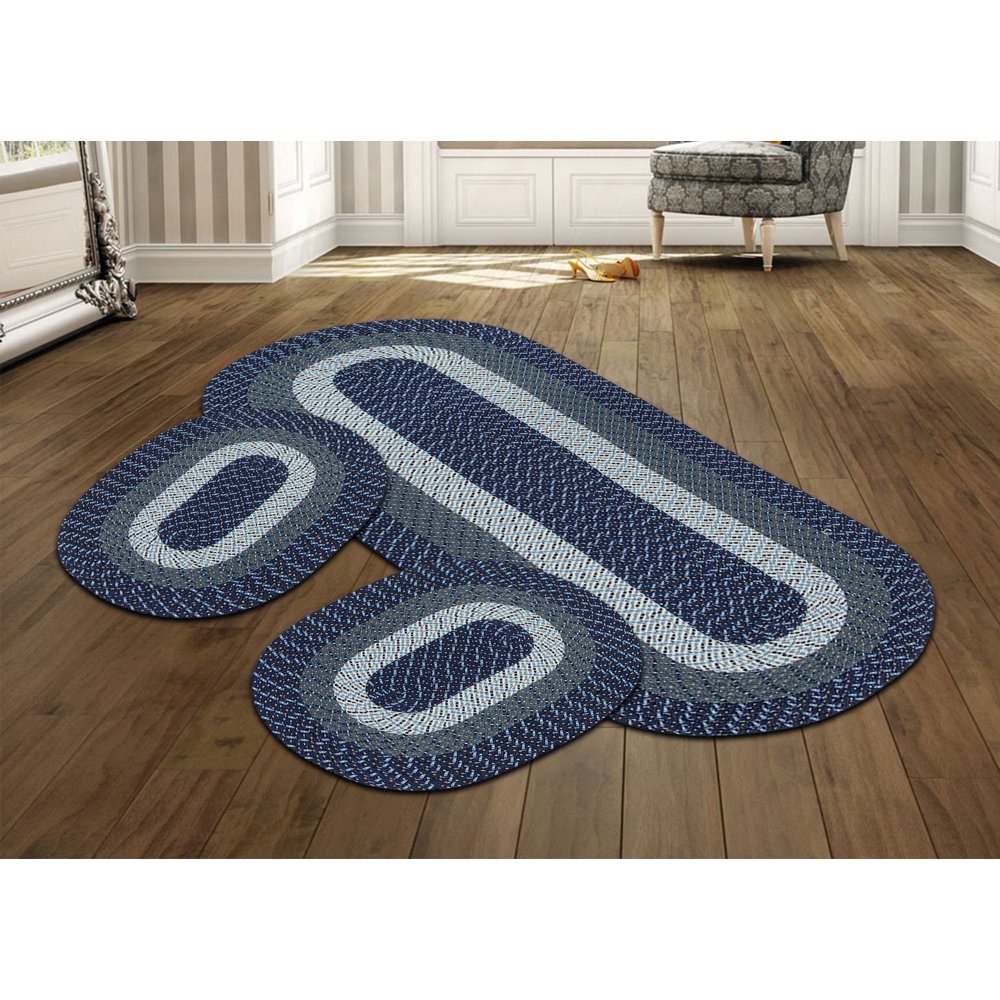 Better Trends Country Braid 3 Piece Set Reversible Indoor Area Utility Rug 100 Polypropylene