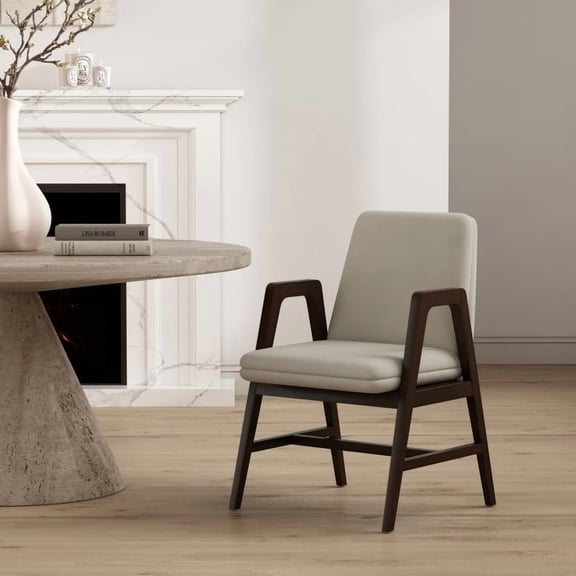 Stella Modern Wood Velvet Armchair in Cream